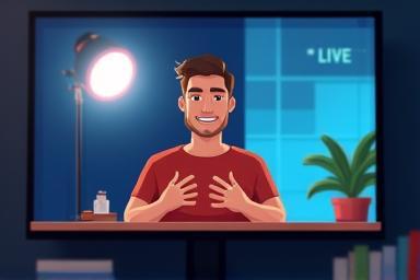 Person presenting during a live stream.